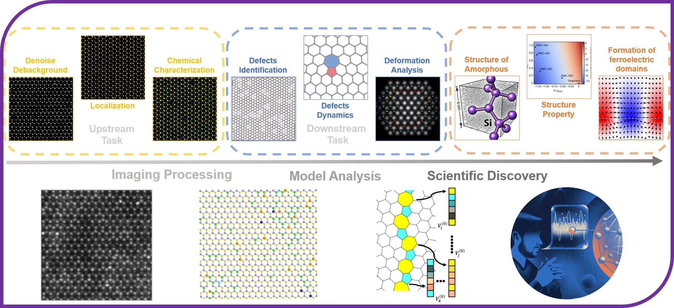 DeepSTEM workflow from microscopy data processing through model analysis to scientific discovery